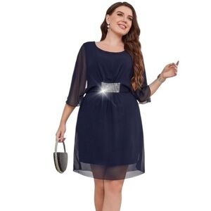 Women's Plus Size Chiffon Overlay Dress